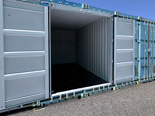 Open self storage unit showing interior space